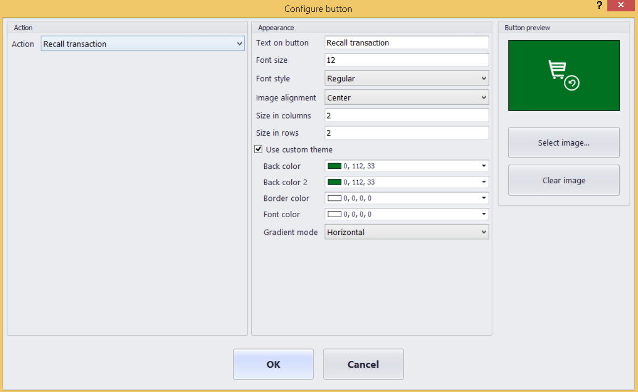 Editing a Retail Screen button grid manually